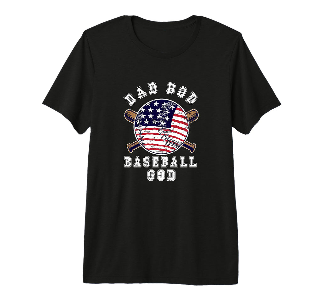 Mens Dad Bod Baseball God Us Flag T-Shirt - Streetwear Style Men Women - T-Shirt, Sweatshirt, Hoodie