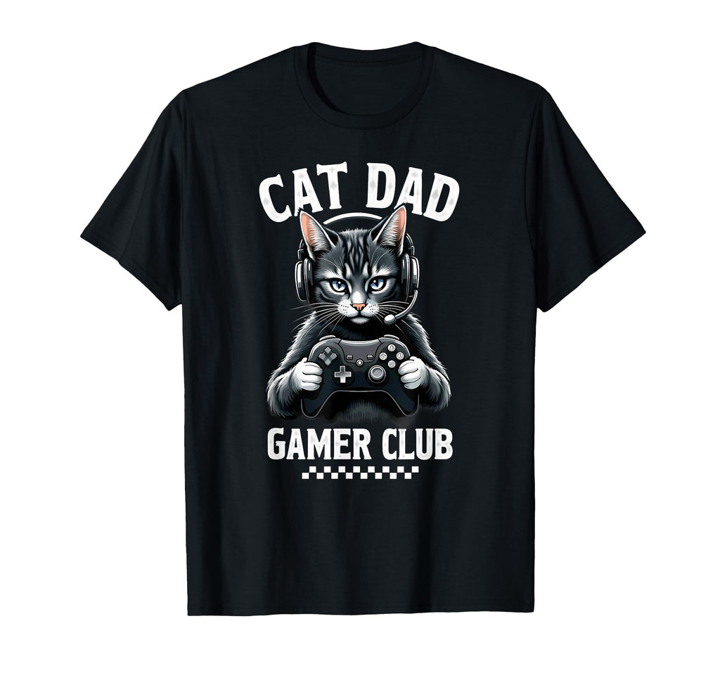Cat Dad Gamer Club Video Game T-Shirt - Aesthetic Graphic Men Women - T-Shirt, Sweatshirt, Hoodie
