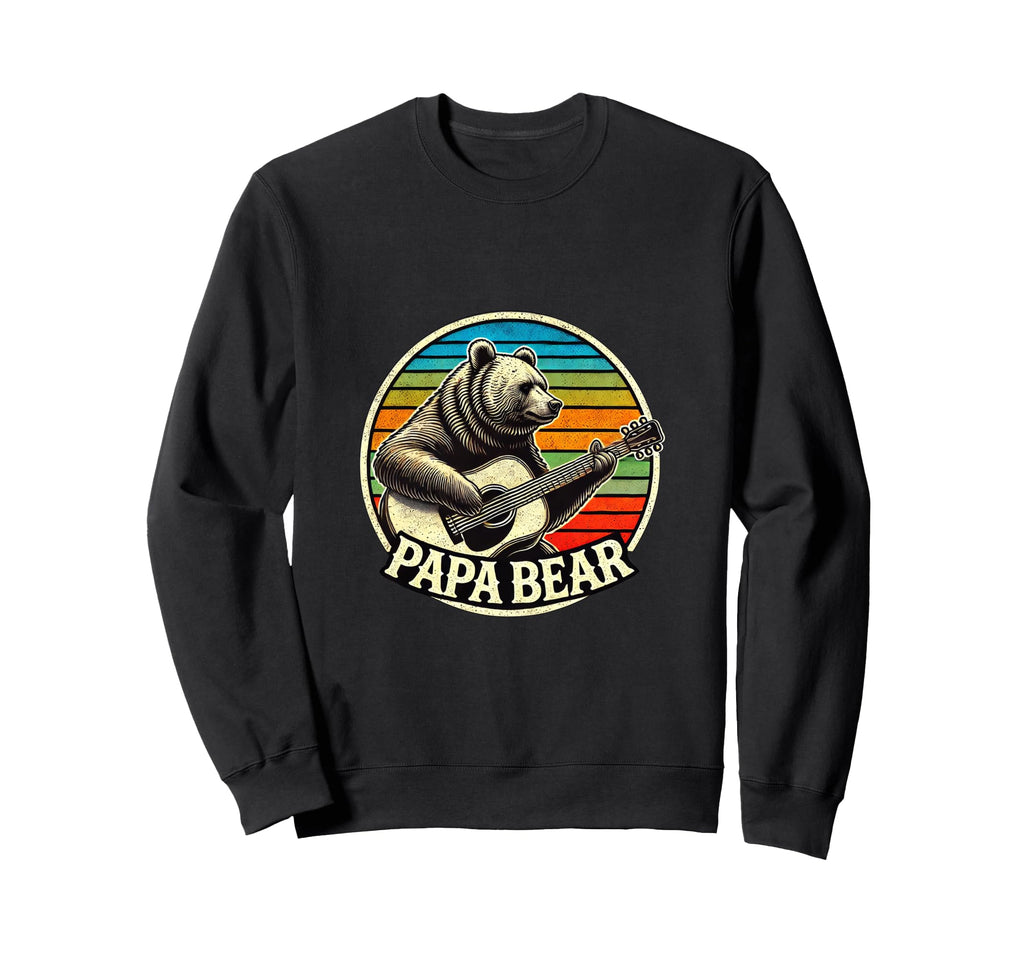 Papa Bear Playing Guitar Rainbow Sweatshirt - Novelty Apparel for Adults - T-Shirt, Sweatshirt, Hoodie