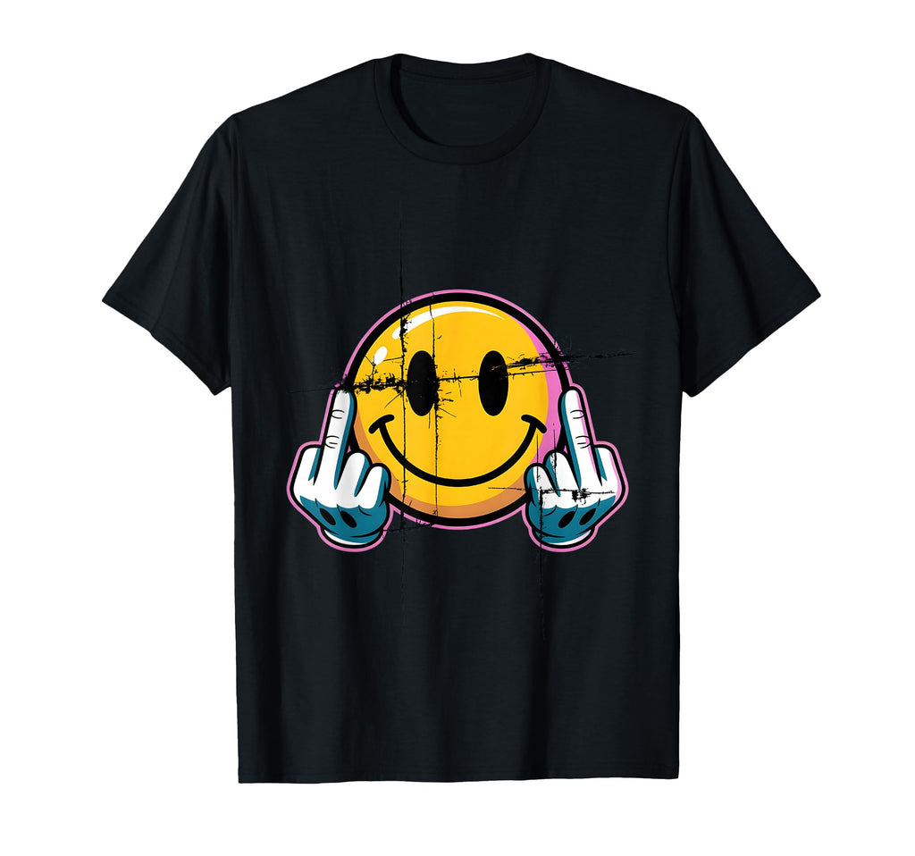 Smile Face Funny Middle Finger T-Shirt - Trendy Graphic Unisex - T-Shirt, Sweatshirt, Hoodie