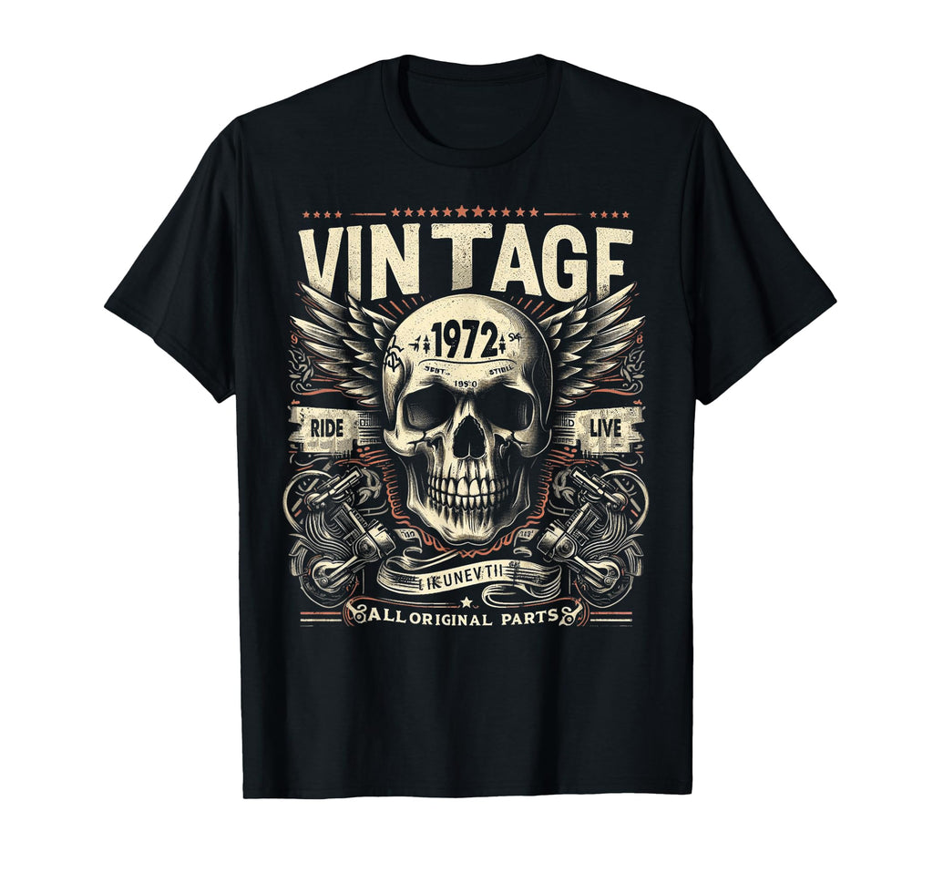 1972 Born 1972 Birthday Skull Biker T-Shirt - Streetwear Style Unisex - T-Shirt, Sweatshirt, Hoodie