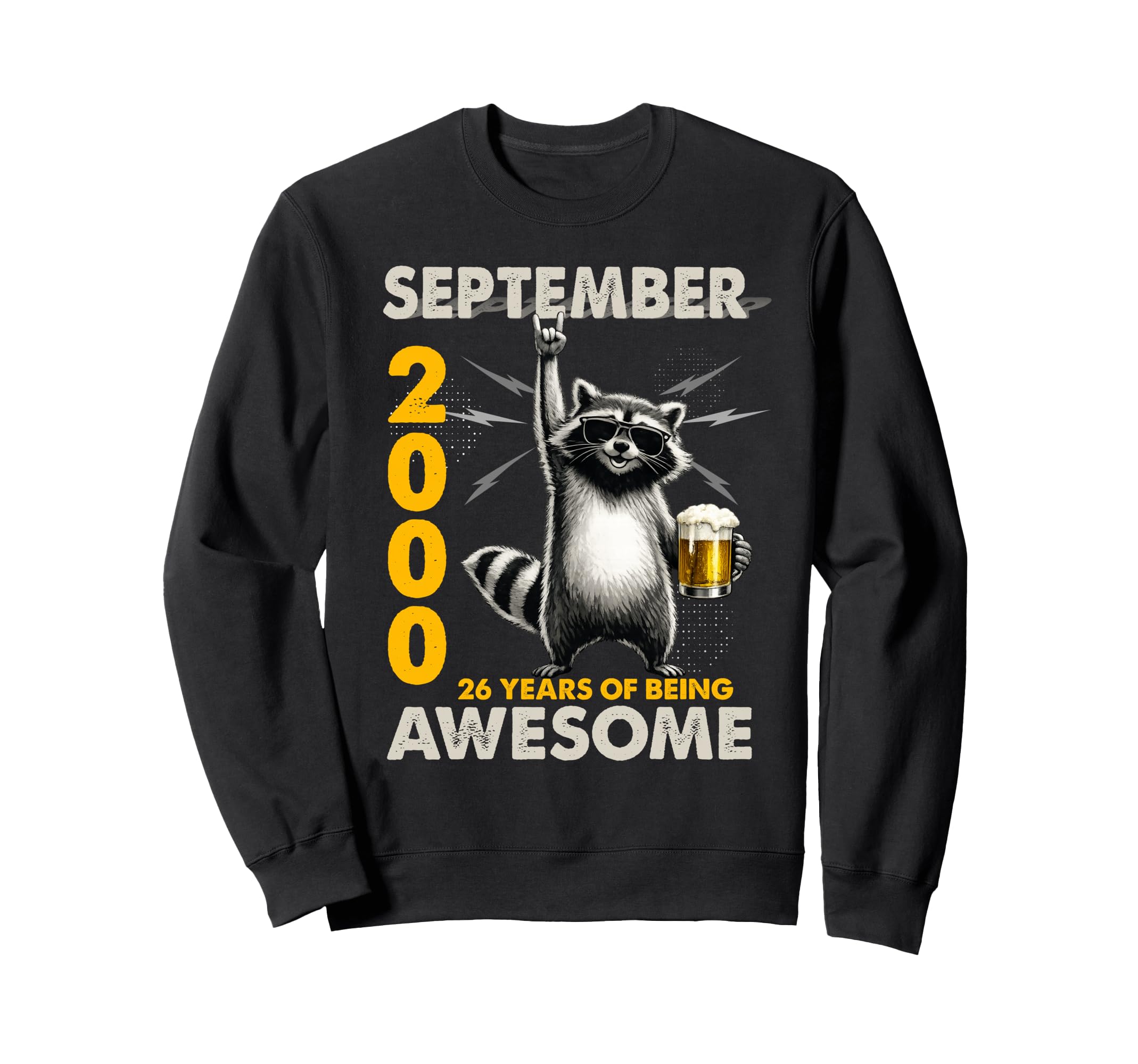 26Th Birthday Raccoon September Sweatshirt - Streetwear Style for Adults - T-Shirt, Sweatshirt, Hoodie
