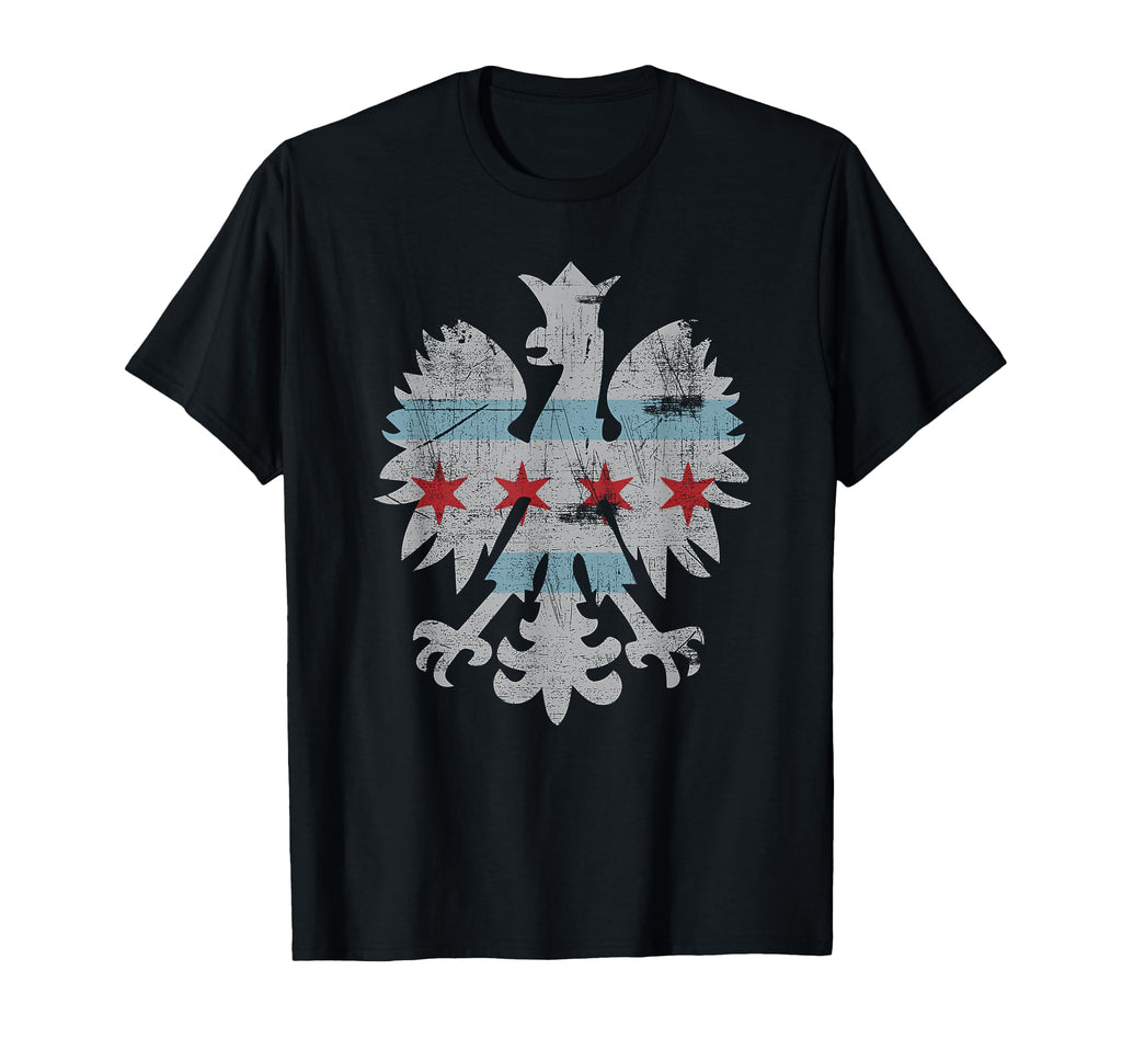 Chicago Flag Polish Poland Eagle T-Shirt - Trendy Graphic Unisex - T-Shirt, Sweatshirt, Hoodie
