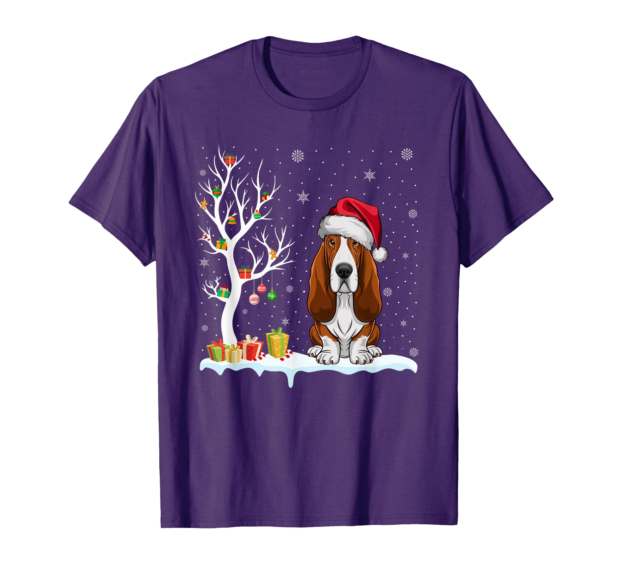 Basset Hound Dog Santa Hat Festive T-Shirt - Custom Art Print for Adults - T-Shirt, Sweatshirt, Hoodie