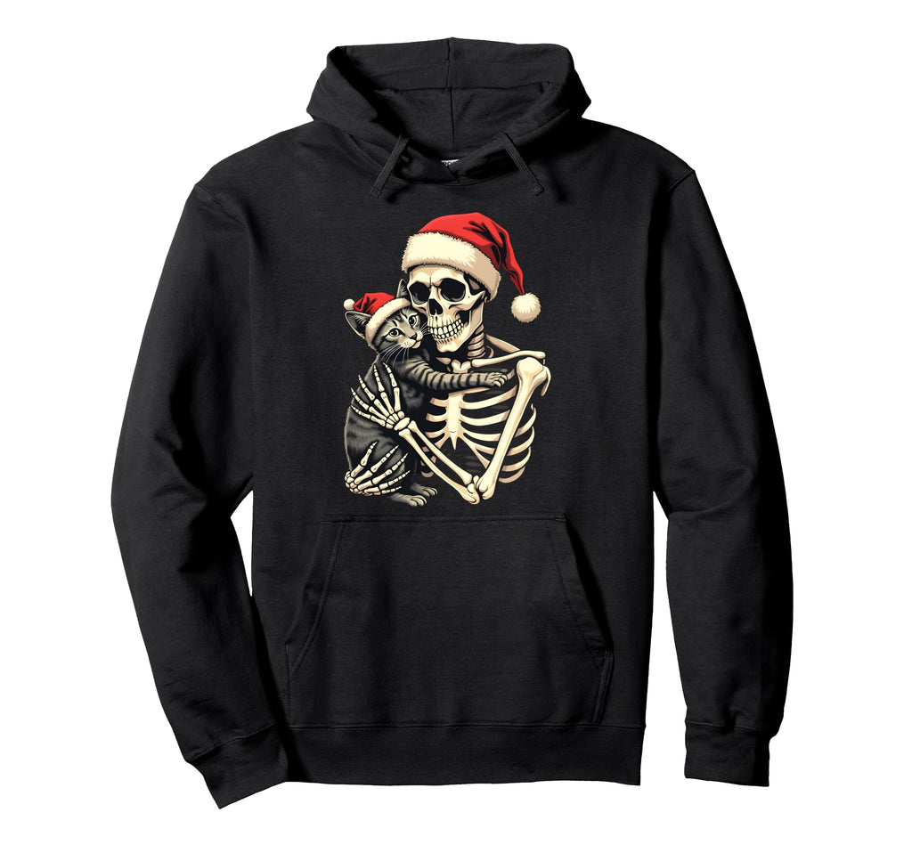 Skeleton Pet Cat Merry Kitten X Mas Lights Hoodie - Trendy Graphic Unisex - T-Shirt, Sweatshirt, Hoodie