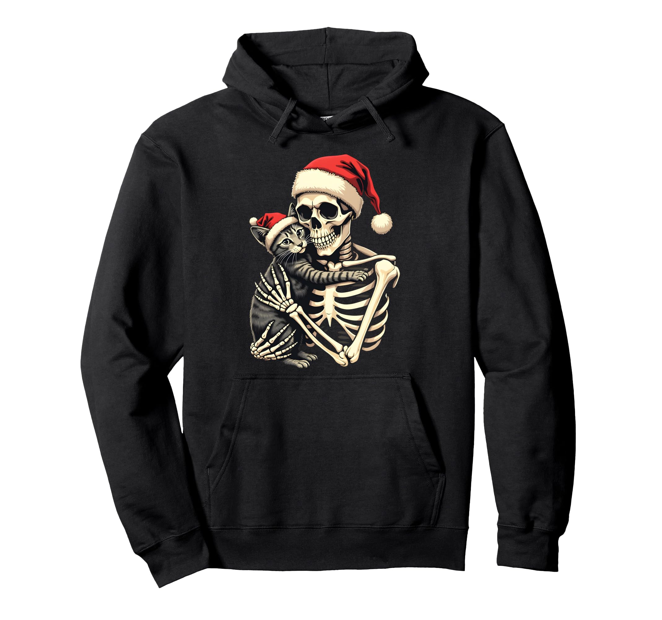 Skeleton Pet Cat Merry Kitten X Mas Lights Hoodie - Trendy Graphic Unisex - T-Shirt, Sweatshirt, Hoodie