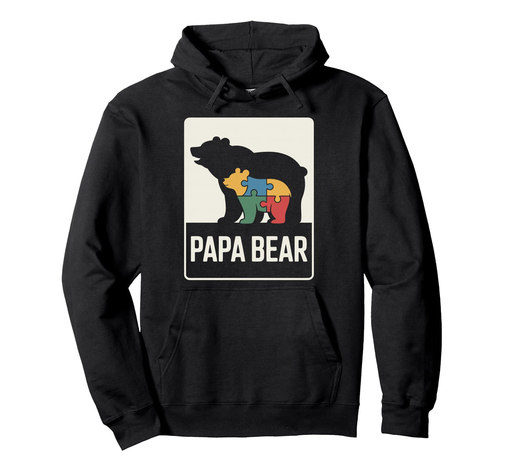 Proud Autism Dad Papa Bear Autistic Hoodie - Minimalist Print Men Women - T-Shirt, Sweatshirt, Hoodie