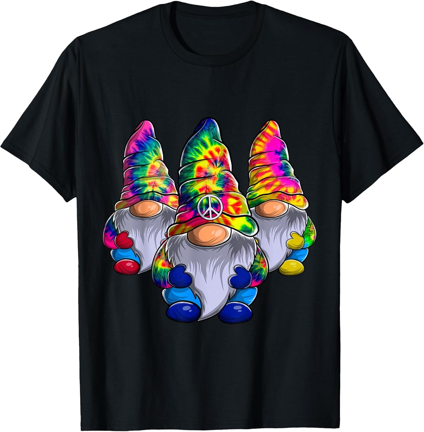 Three Hippie Gnomes Peace Gnome Funny Retro Tie DIY - Adult & Kids T-Shirts, Sweatshirts & Hoodies apparel design preview 1