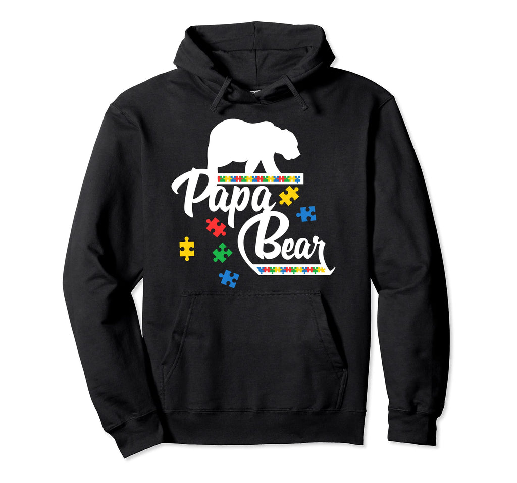 Papa Bear Puzzle Autism Awareness Father Hoodie - Graphic Print Unisex - T-Shirt, Sweatshirt, Hoodie