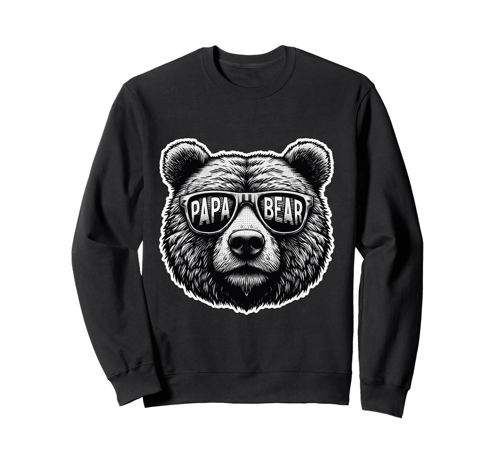 Mens Papa Bear Face Sunglasses Papa Sweatshirt - Graphic Print for Adults - T-Shirt, Sweatshirt, Hoodie
