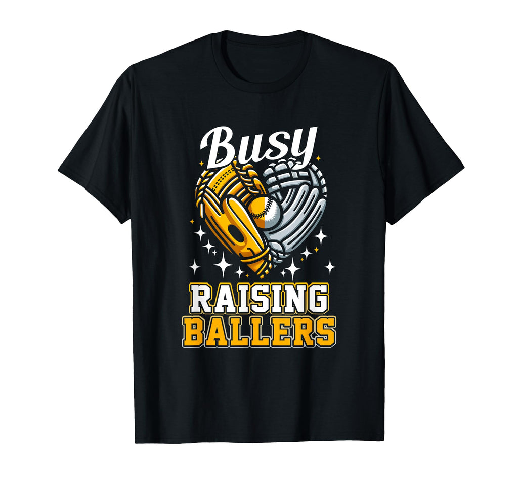 Busy Raising Ballers Heart Softball T-Shirt - Streetwear Style for Adults - T-Shirt, Sweatshirt, Hoodie