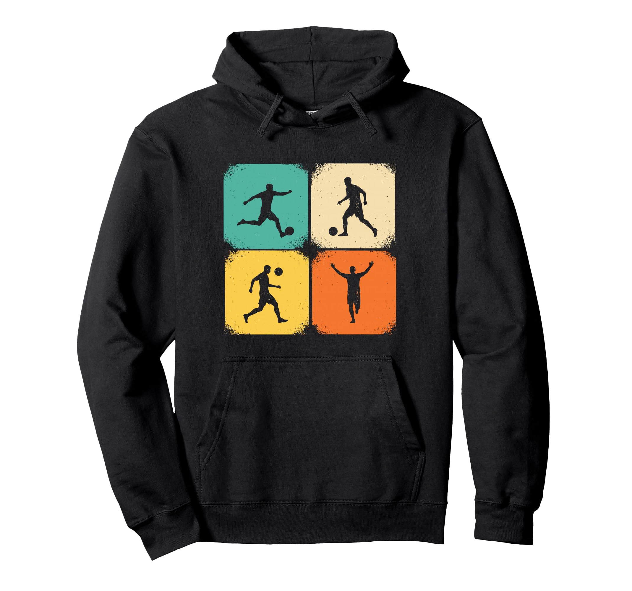 Distressed Soccer Player Silhouettes Hoodie - Minimalist Print Men Women - T-Shirt, Sweatshirt, Hoodie