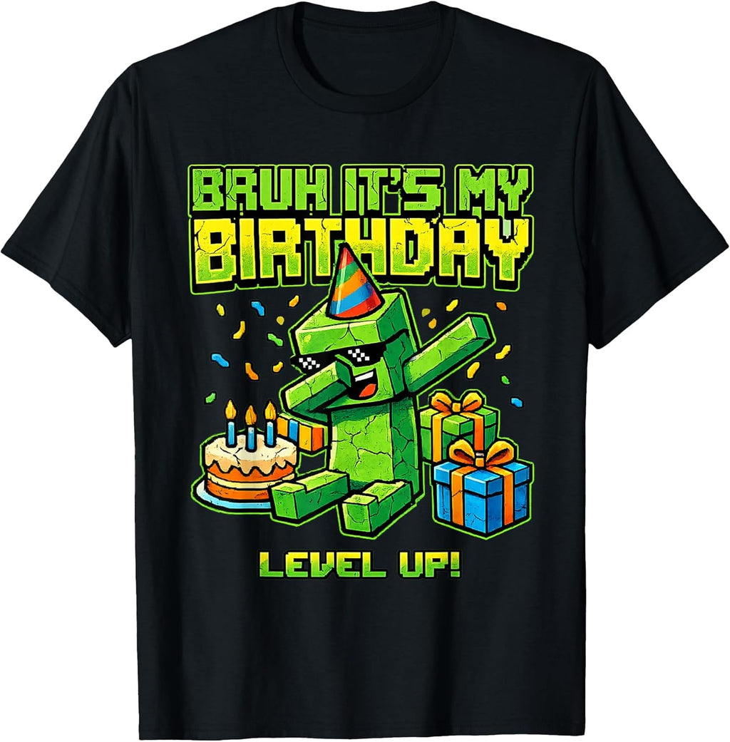 Bruh Its My Birthday Level Up Pixel Gamer Boys - Adult & Kids T-Shirts, Sweatshirts & Hoodies apparel design preview 1