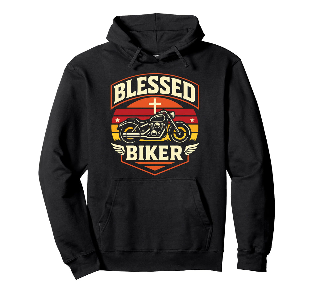 Christian Motorcycle Biker Blessed Hoodie - Aesthetic Graphic Men Women - T-Shirt, Sweatshirt, Hoodie