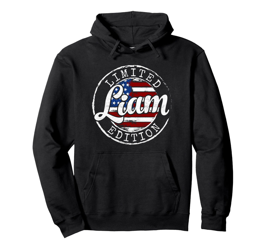 Liam Usa Flag Stamp Personalized Name Hoodie - Fun Novelty Design Men Women - T-Shirt, Sweatshirt, Hoodie