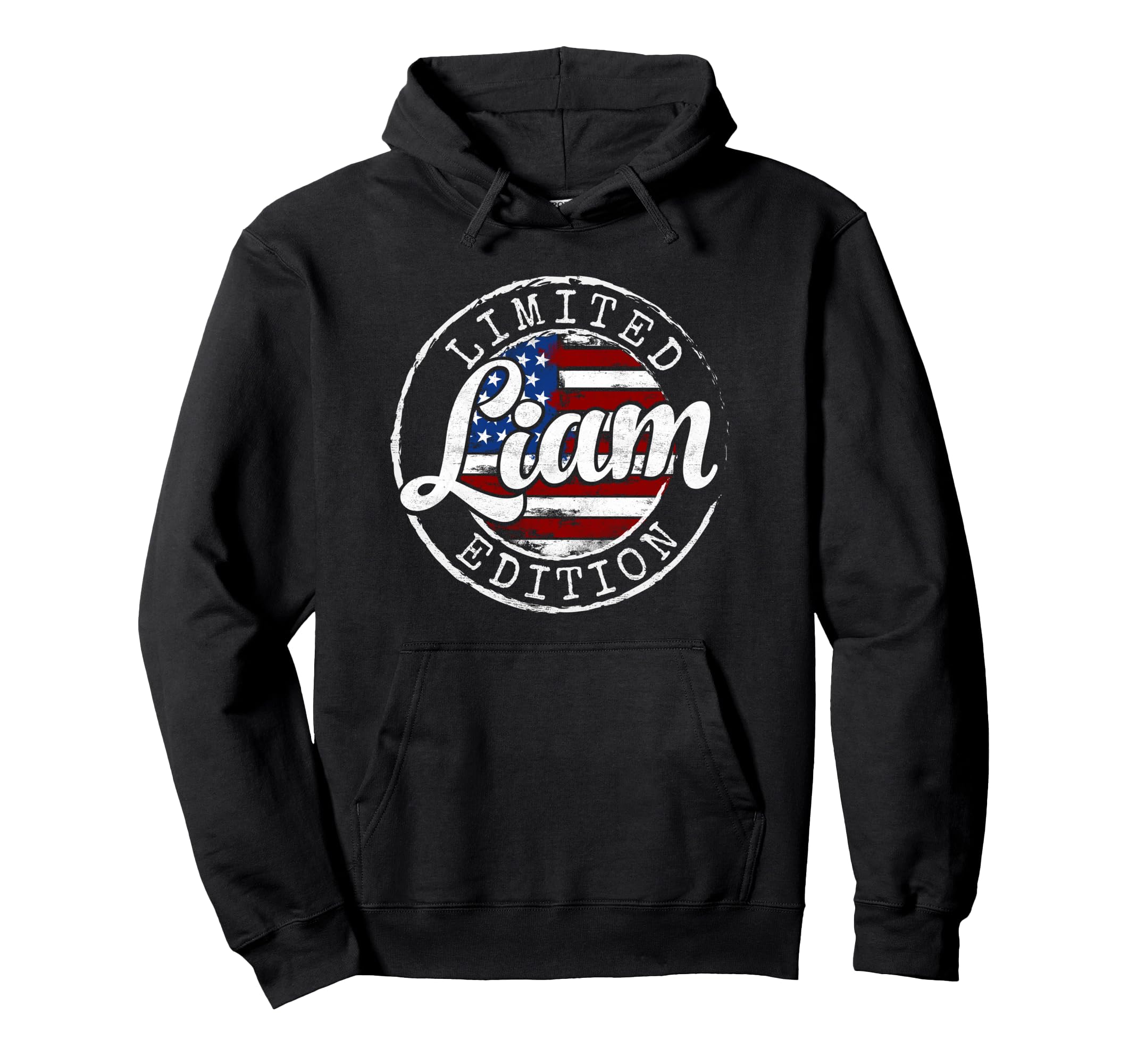 Liam Usa Flag Stamp Personalized Name Hoodie - Fun Novelty Design Men Women - T-Shirt, Sweatshirt, Hoodie