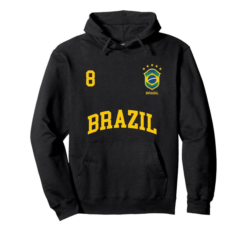 Brazil Number 8 Brazilian Soccer Team Hoodie - Streetwear Style Unisex - T-Shirt, Sweatshirt, Hoodie