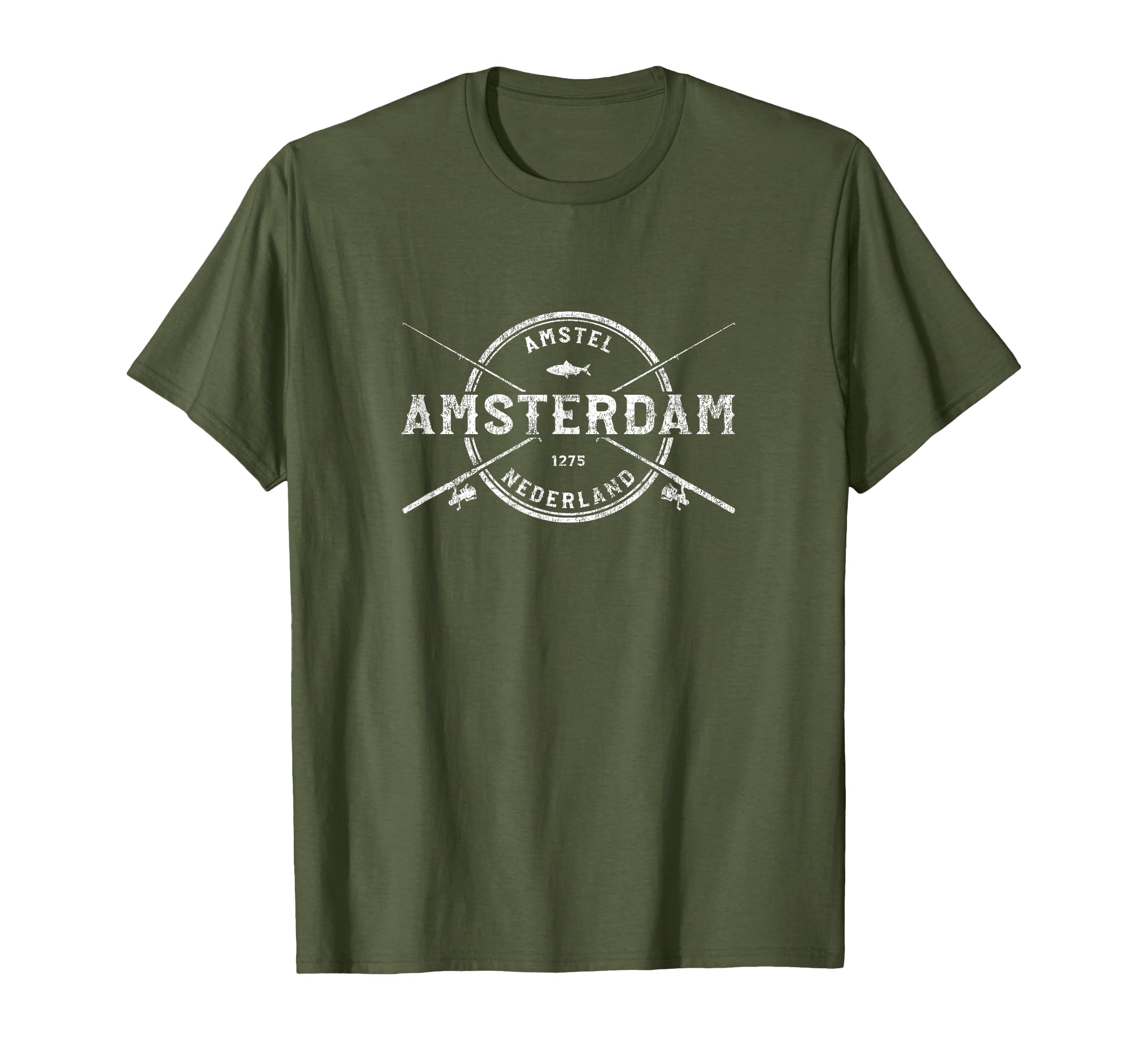 Amsterdam Crossed Fishing Rods T-Shirt - Aesthetic Graphic for Adults - T-Shirt, Sweatshirt, Hoodie