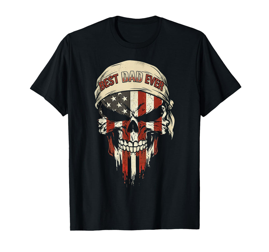 Best Dad Ever Usa Flug Skull Fathers T-Shirt - Aesthetic Graphic Men Women - T-Shirt, Sweatshirt, Hoodie