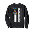 Proud Autism Mom Dad American Flag Sweatshirt - Streetwear Style Men Women - T-Shirt, Sweatshirt, Hoodie