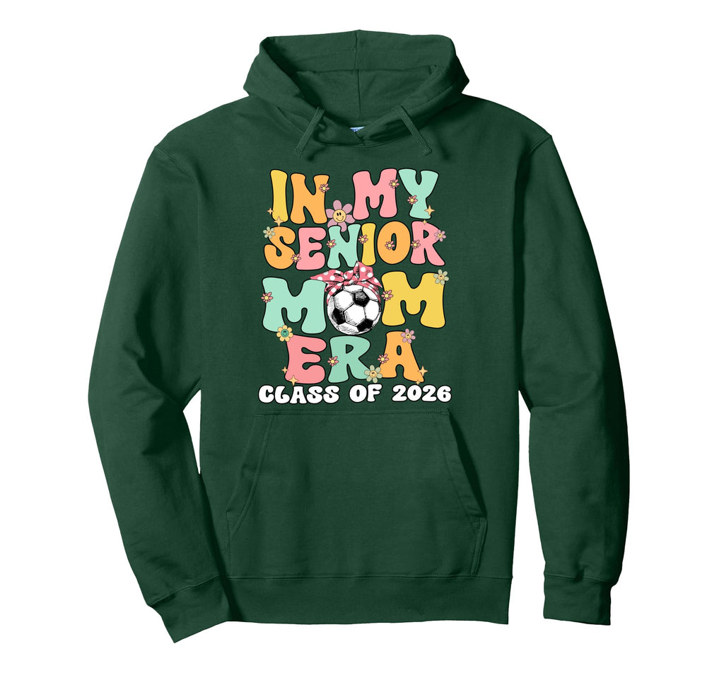 My Senior Mom Era Groovy Soccer Hoodie - Casual Everyday Wear Unisex - T-Shirt, Sweatshirt, Hoodie