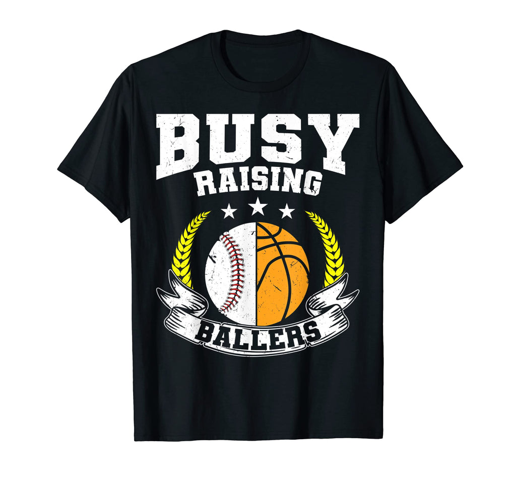 Ball Mom Dad Busy Raising Ballers T-Shirt - Minimalist Print Men Women - T-Shirt, Sweatshirt, Hoodie