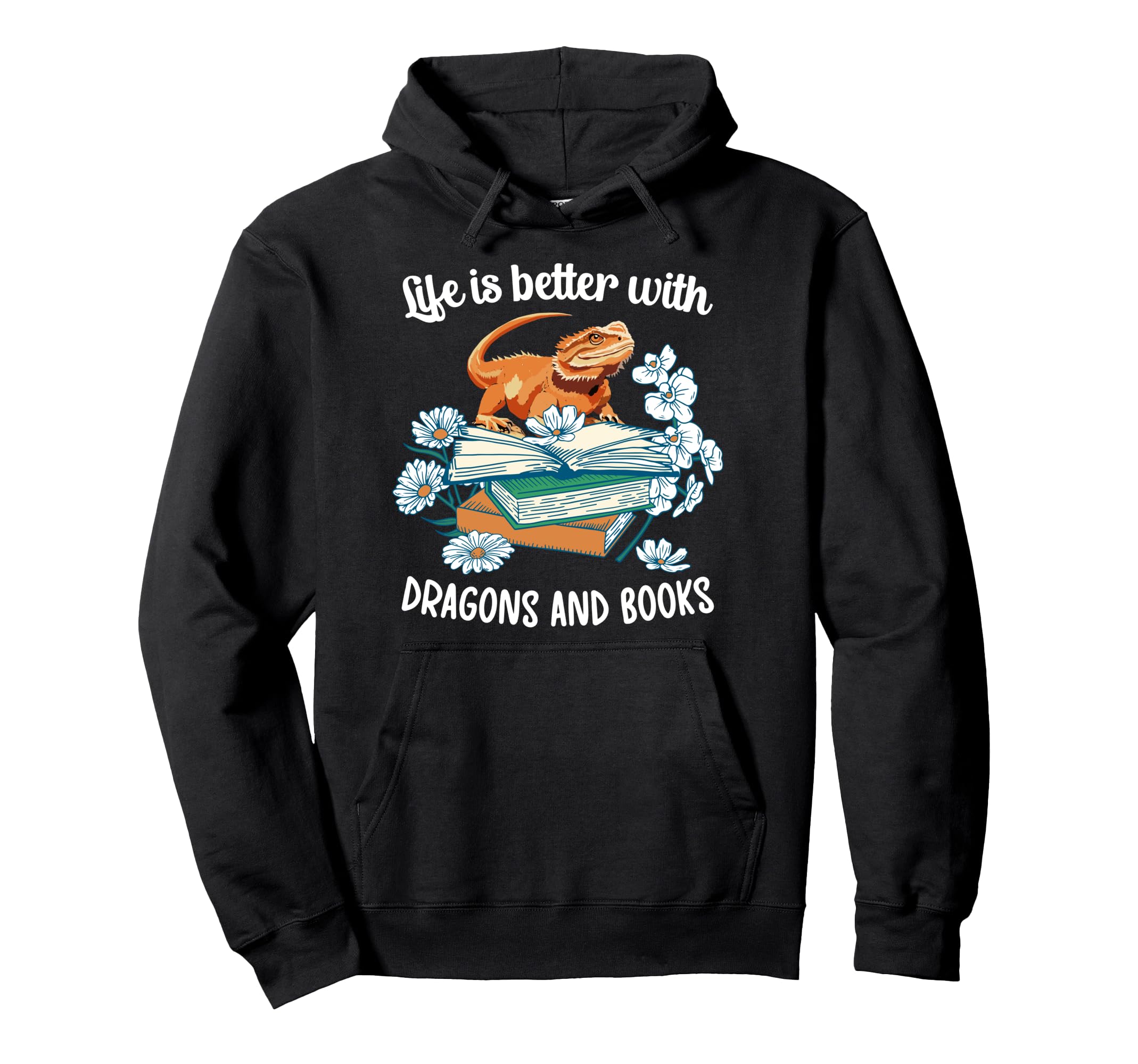 Dragons And Books Bearded Dragon Owner Hoodie - Graphic Print for Adults - T-Shirt, Sweatshirt, Hoodie