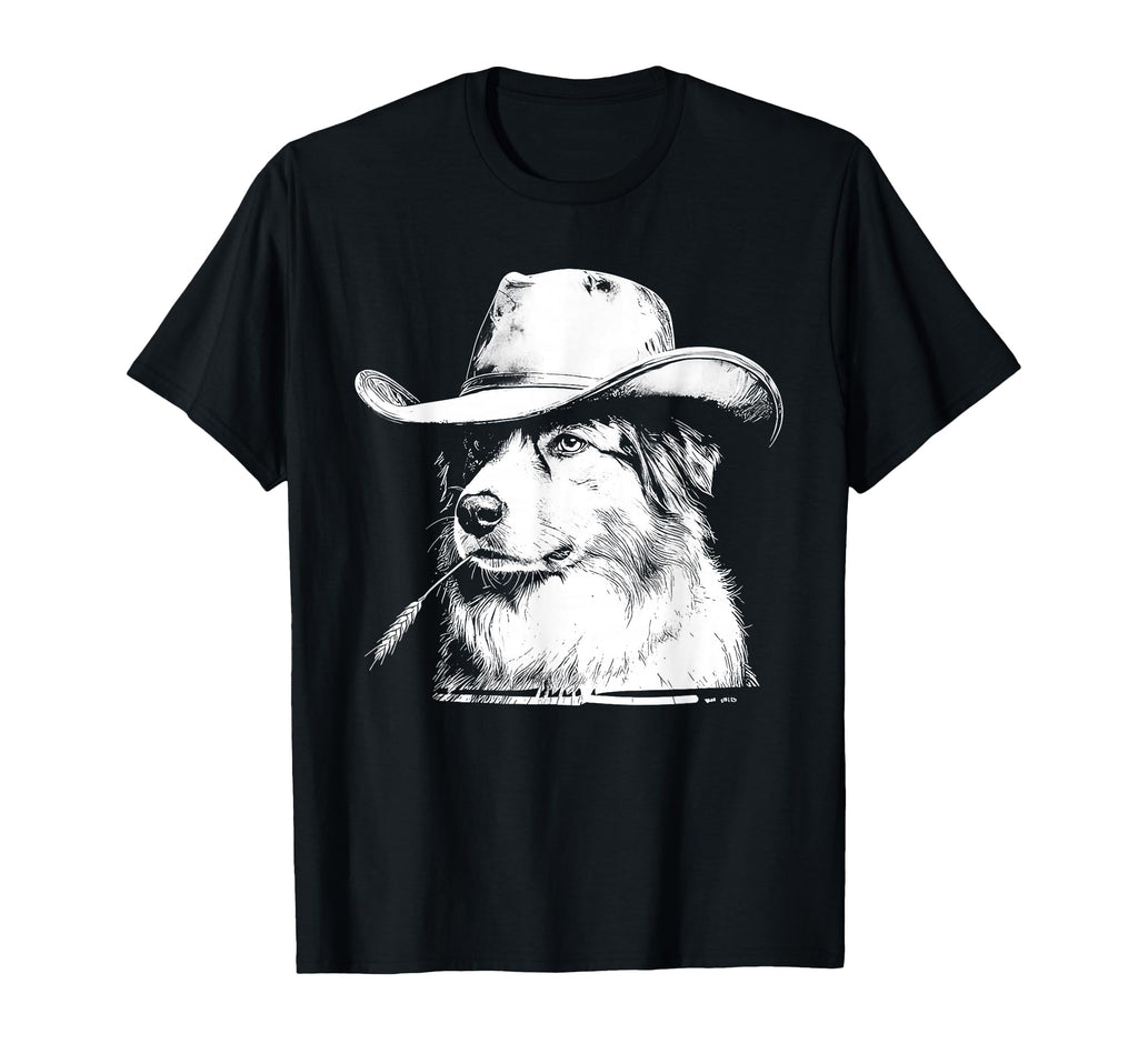 Shepherd Wearing Cowboy Hat Funny Western T-Shirt - Novelty Apparel Unisex - T-Shirt, Sweatshirt, Hoodie
