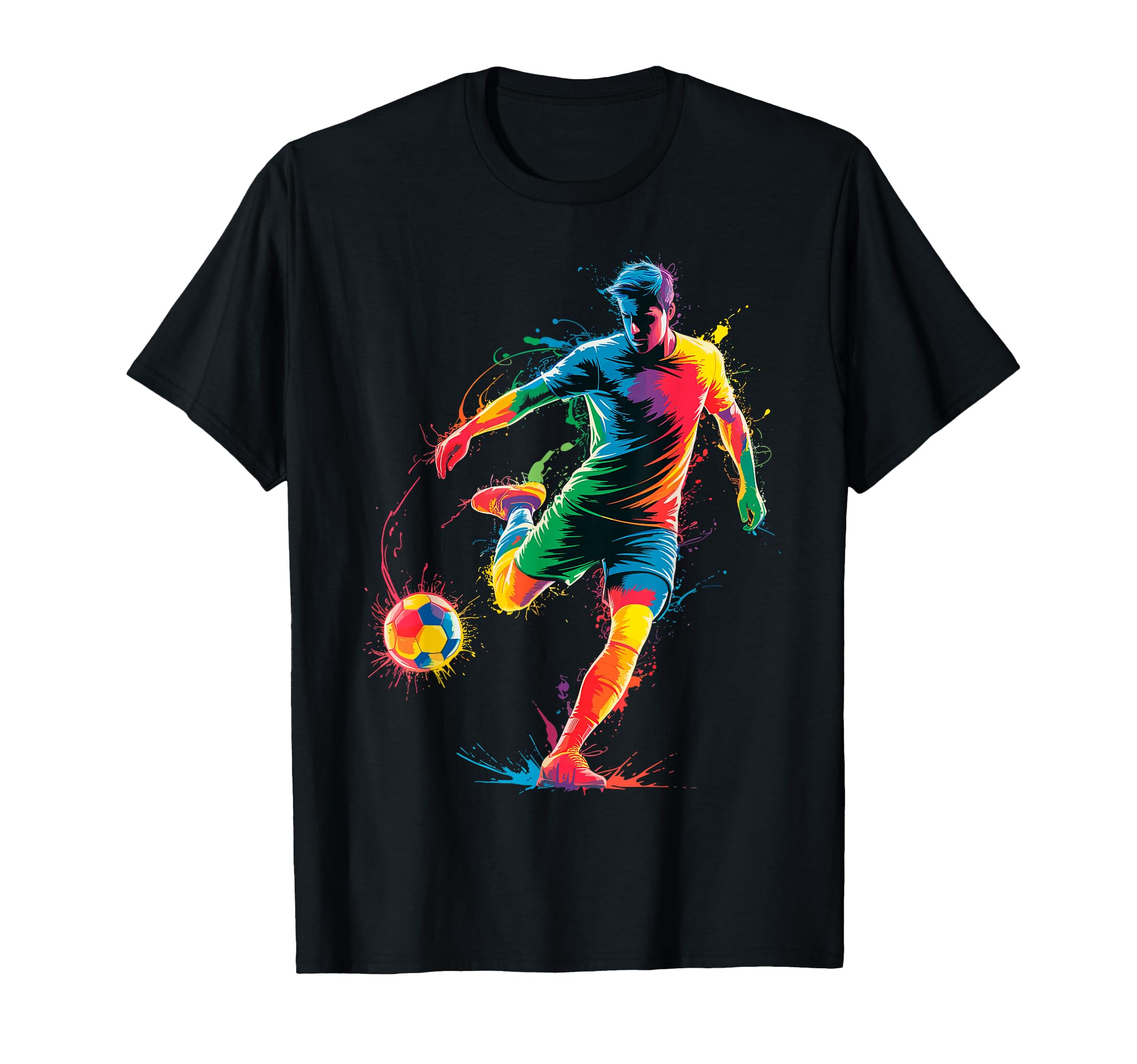 Colorful Funny Soccer Player Fan T-Shirt - Aesthetic Graphic Men Women - T-Shirt, Sweatshirt, Hoodie