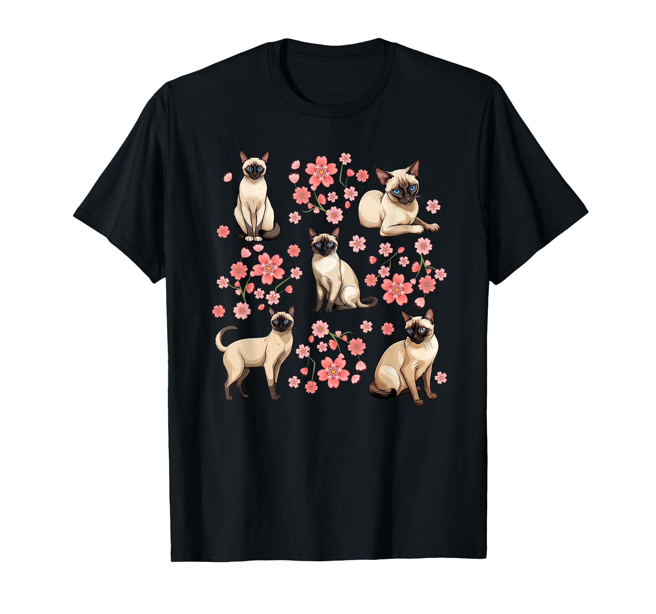 Siamese Cat Flowers Siamese Owner Siamese T-Shirt - Graphic Print Unisex - T-Shirt, Sweatshirt, Hoodie