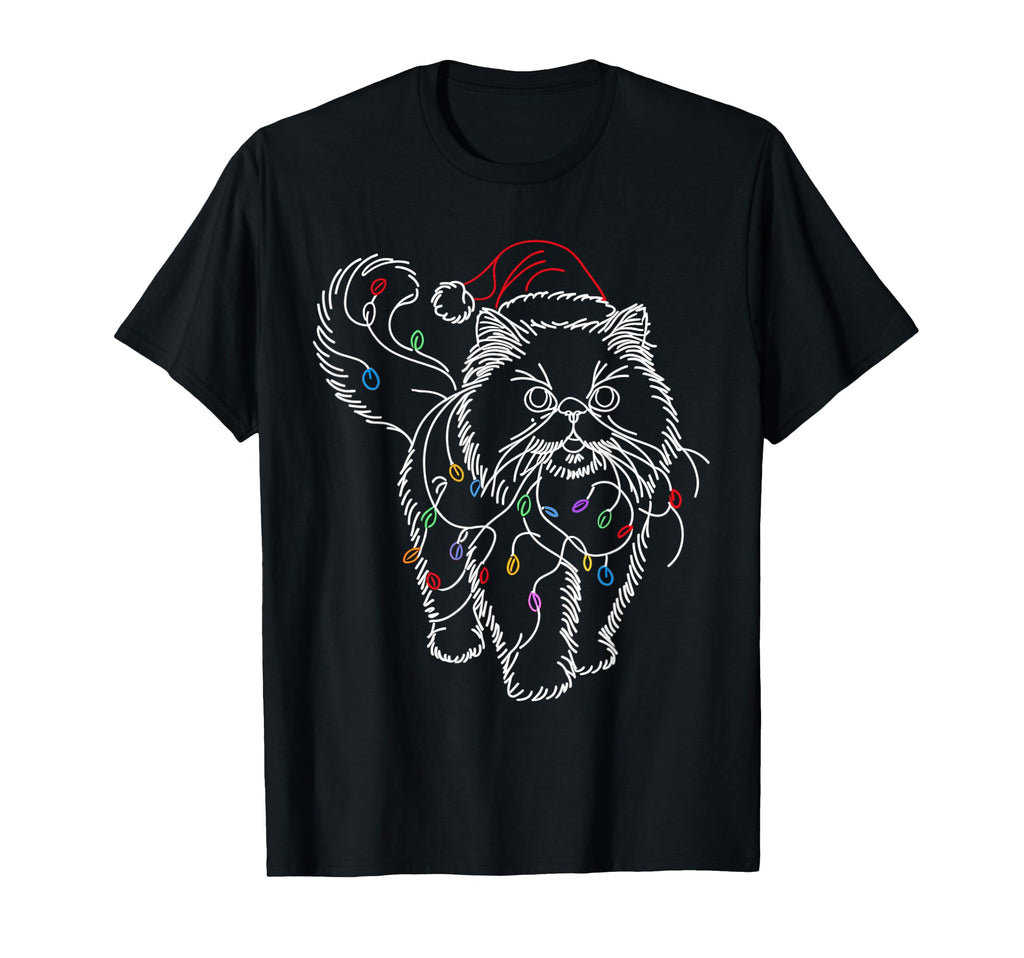 Persian Cat Santa Tree Lights Ugly T-Shirt - Aesthetic Graphic Unisex - T-Shirt, Sweatshirt, Hoodie