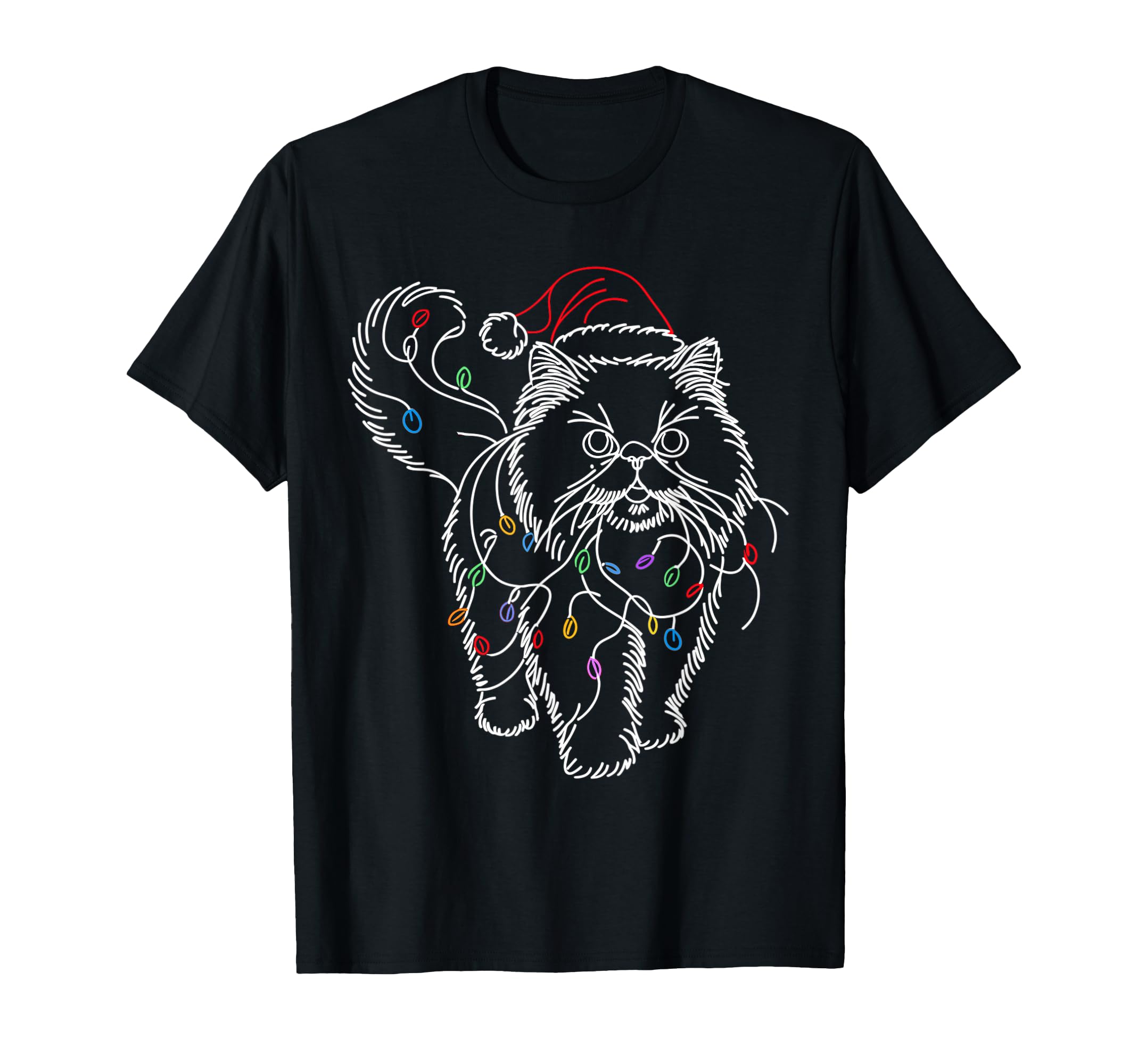 Persian Cat Santa Tree Lights Ugly T-Shirt - Aesthetic Graphic Unisex - T-Shirt, Sweatshirt, Hoodie