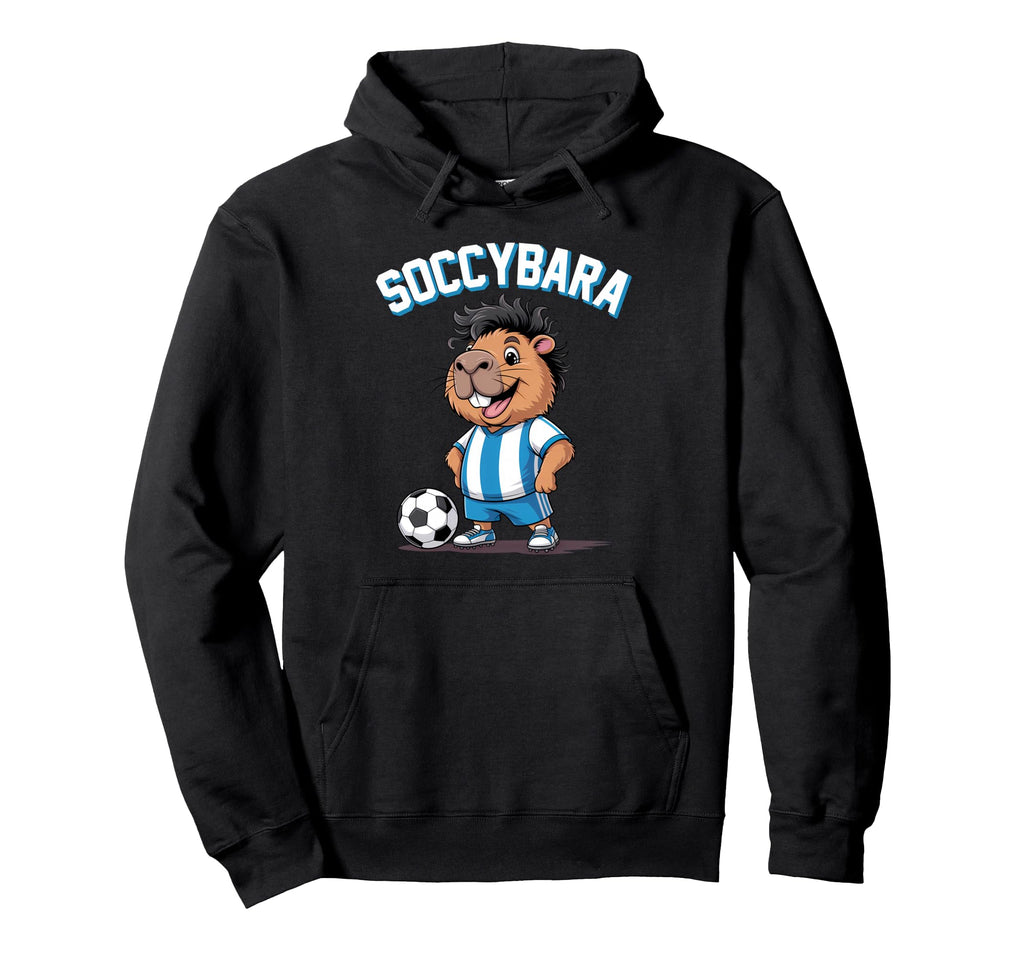 Soccybara Delight Funny Capybara Football Hoodie - Graphic Print Unisex - T-Shirt, Sweatshirt, Hoodie