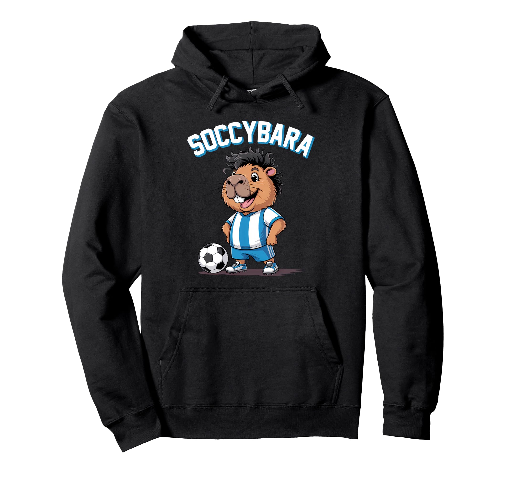 Soccybara Delight Funny Capybara Football Hoodie - Graphic Print Unisex - T-Shirt, Sweatshirt, Hoodie