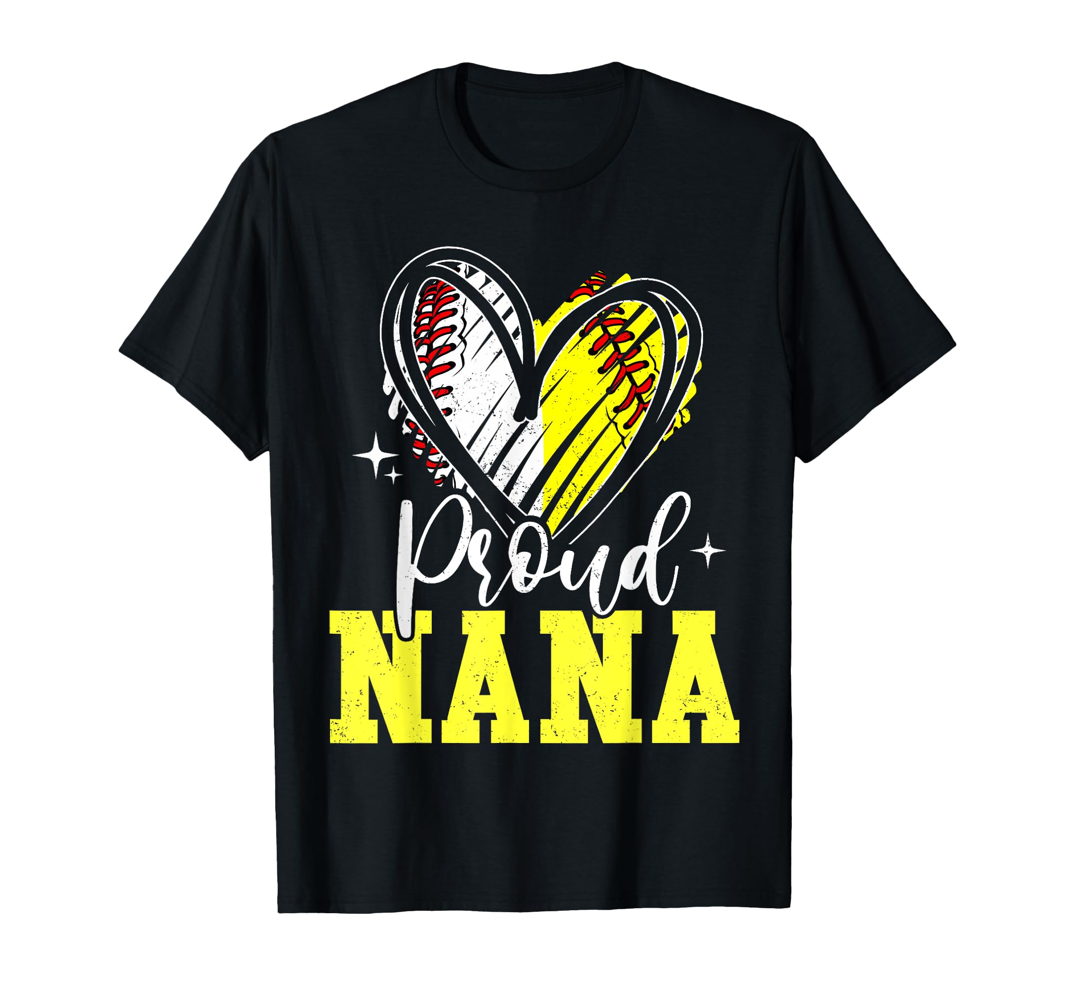 Proud Nana Baseball Softball Heart T-Shirt - Graphic Print for Adults - T-Shirt, Sweatshirt, Hoodie