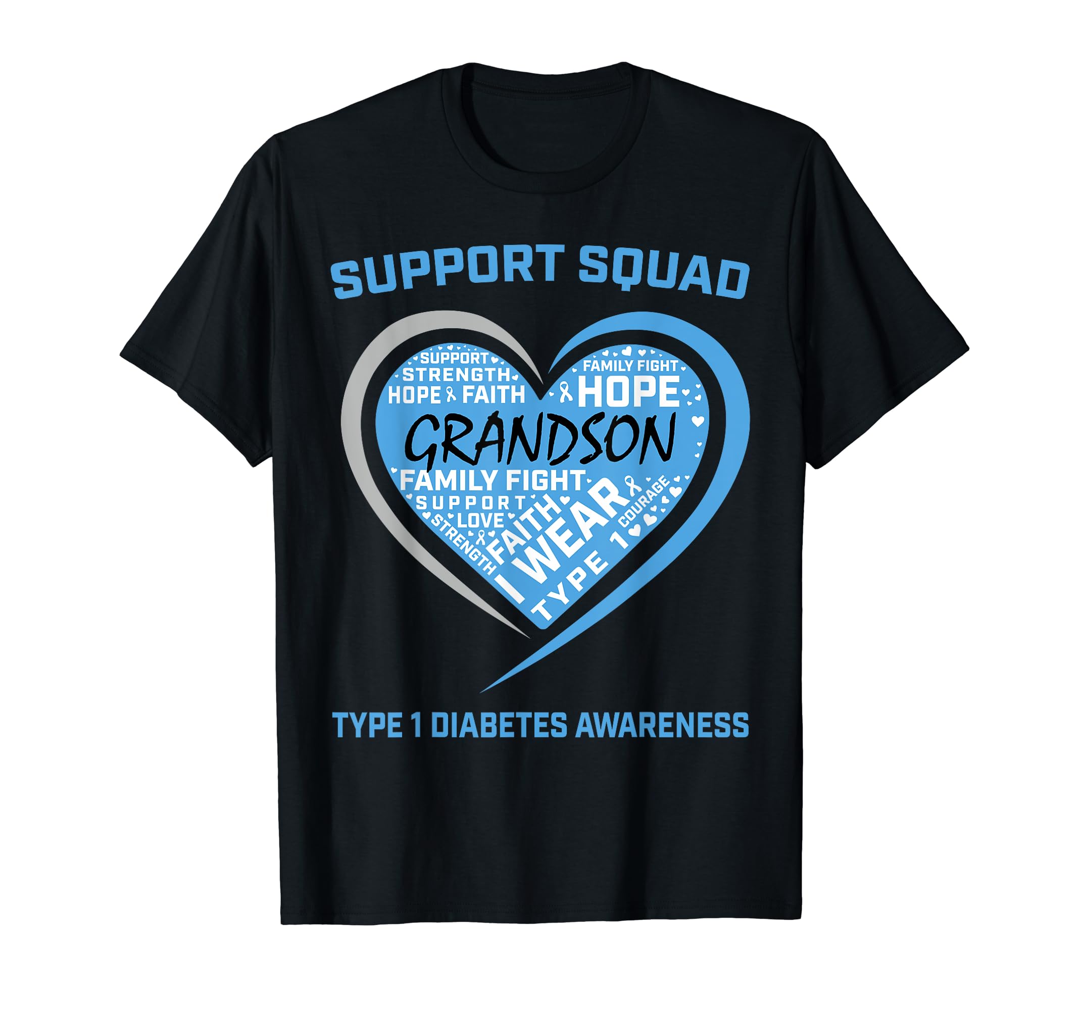 Type 1 Diabetes Awareness Grandson T-Shirt - Aesthetic Graphic Unisex - T-Shirt, Sweatshirt, Hoodie