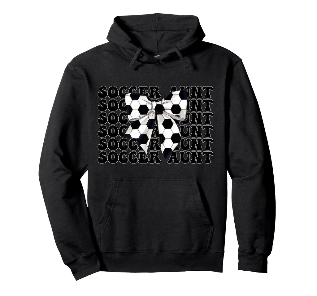 Soccer Aunt Soccer Auntie Coquette Bow Hoodie - Custom Art Print for Adults - T-Shirt, Sweatshirt, Hoodie