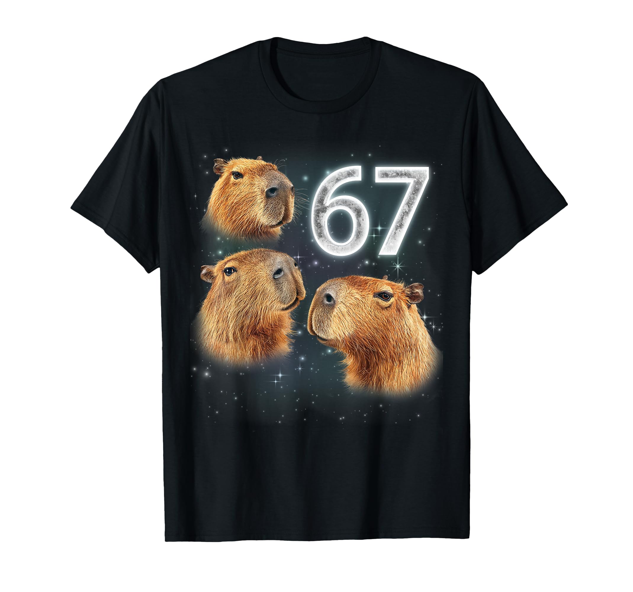 Funny 67 Meme Capybara Howling Moon T-Shirt - Casual Everyday Wear Unisex - T-Shirt, Sweatshirt, Hoodie