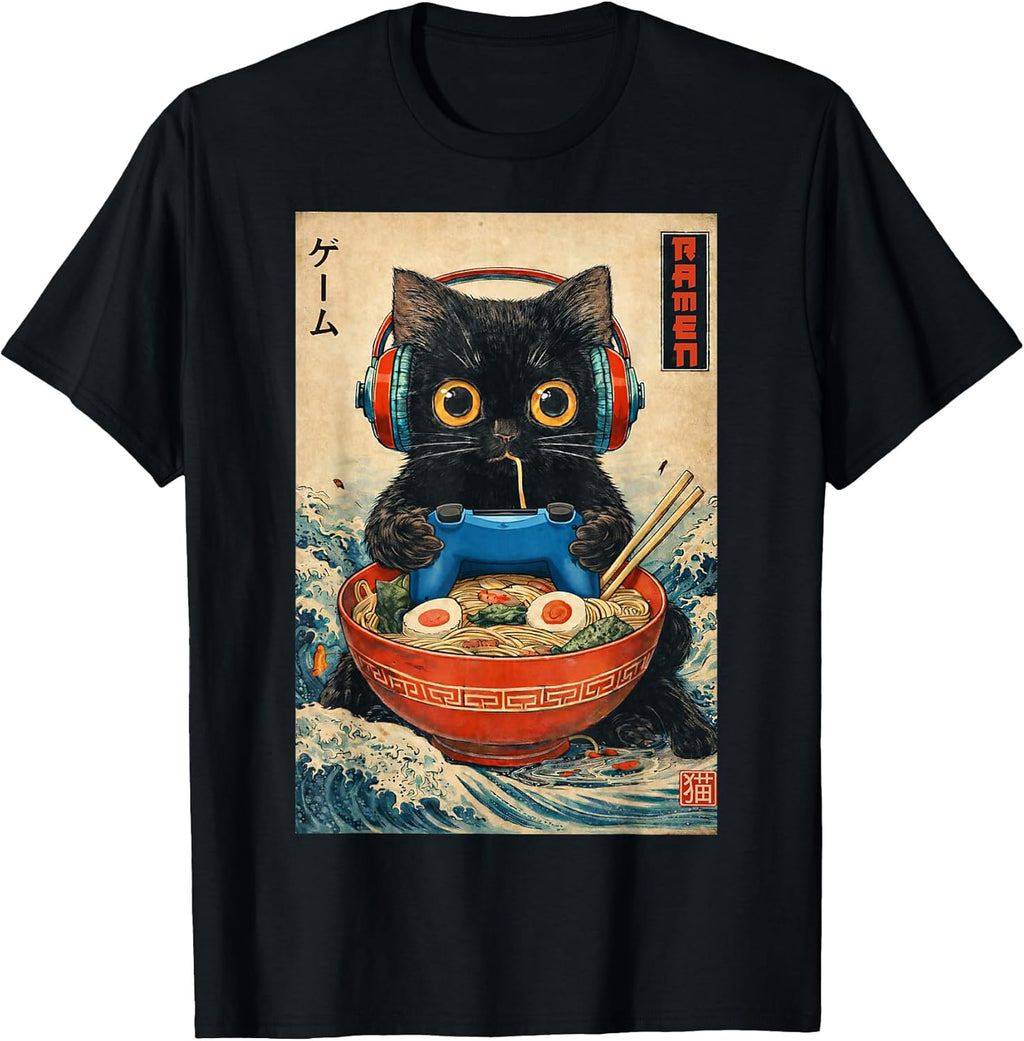 Cat Ramen Japanese Funny Graphic Kawaii Anime Gifts - Adult & Kids T-Shirts, Sweatshirts & Hoodies apparel design preview 1