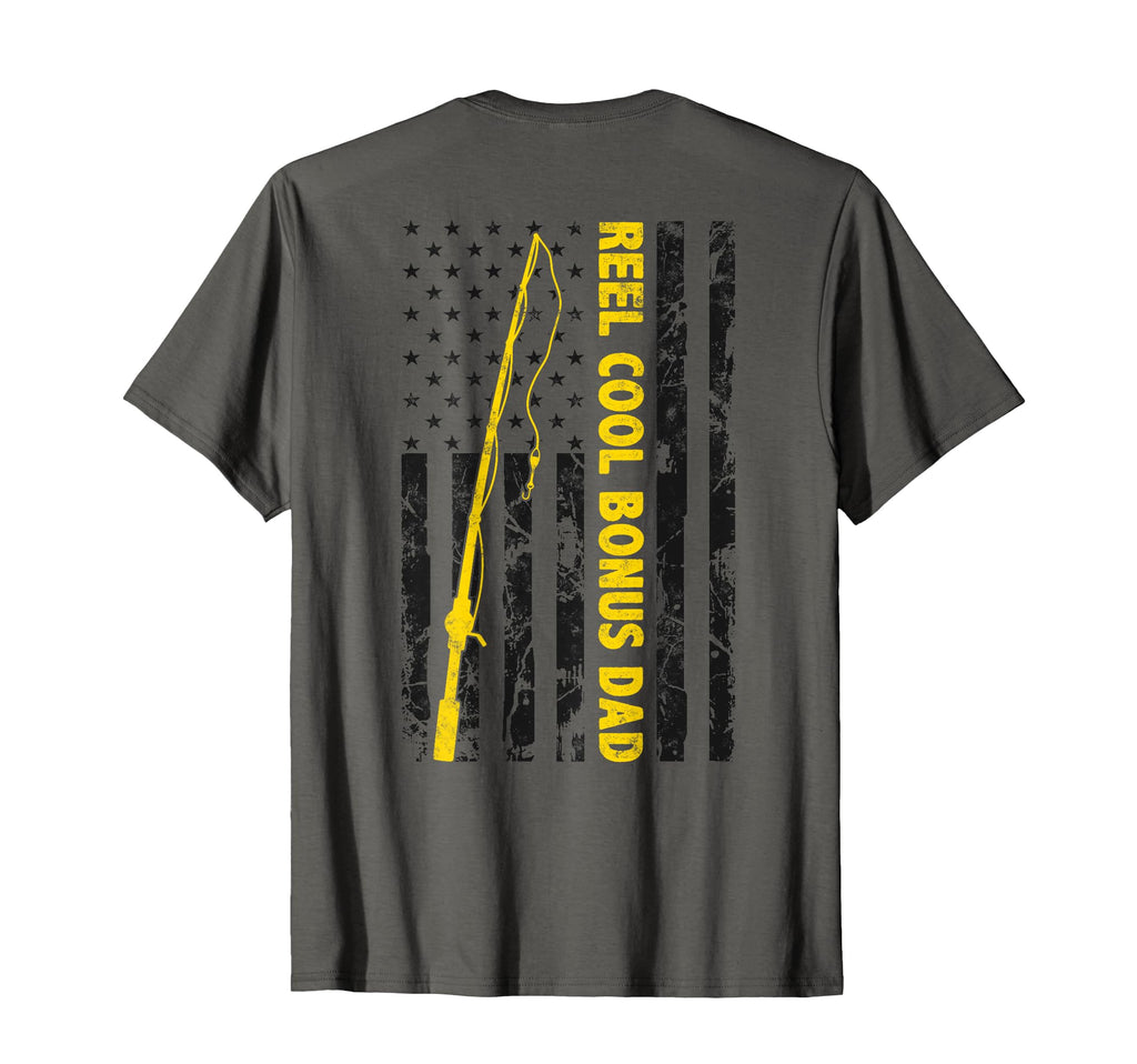 Reel Bonus Dad Fishing American Flag T-Shirt - Unique Graphic for Adults - T-Shirt, Sweatshirt, Hoodie