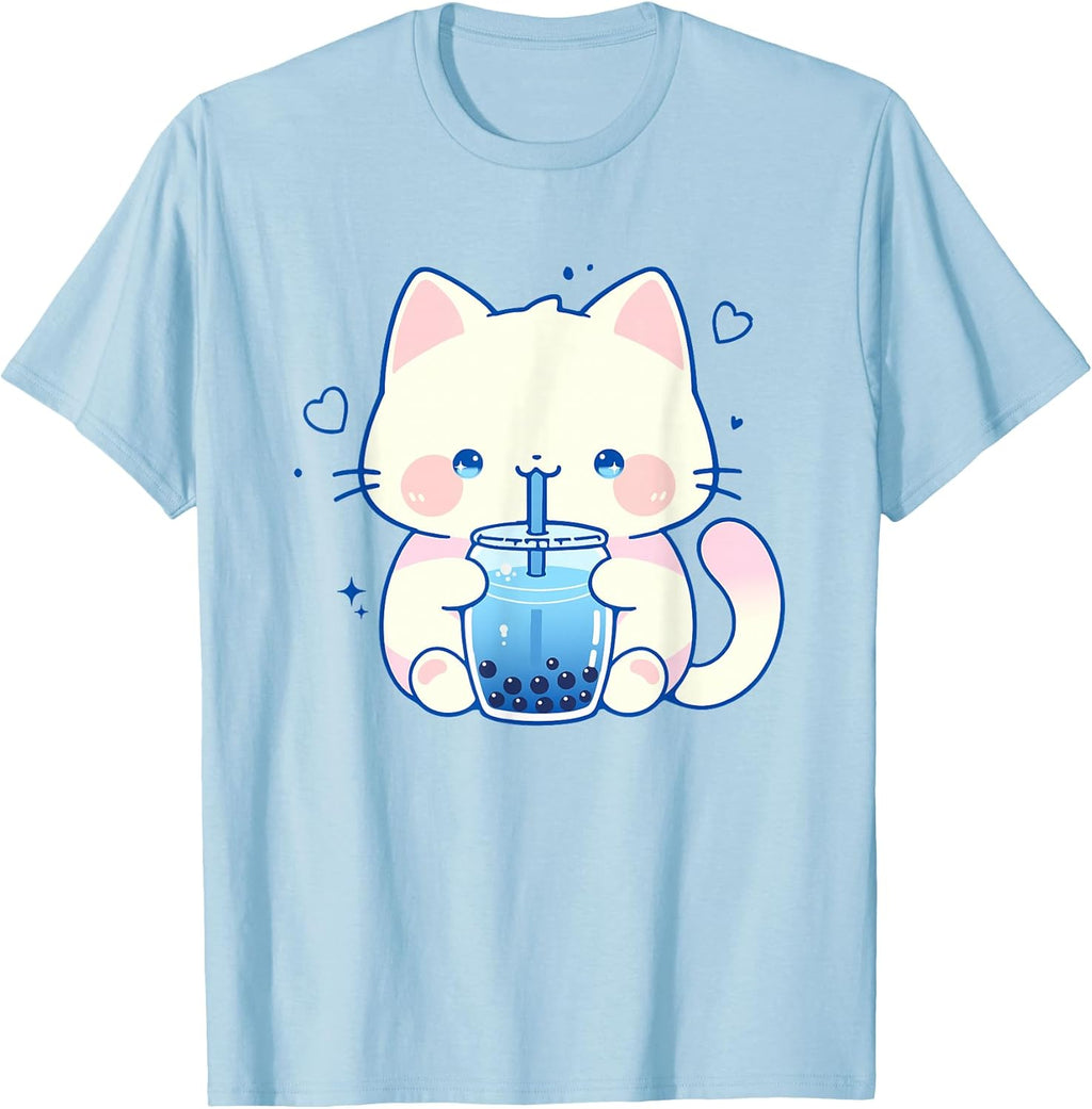 Kawaii Cat Boba Japanese Cute Aesthetic Anime Girls - Adult & Kids T-Shirts, Sweatshirts & Hoodies apparel design preview 1