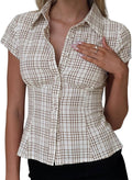 Women Y2k Short Sleeve Button Up Lapel Collar V Neck - Adult & Kids T-Shirts, Sweatshirts & Hoodies apparel design preview 1