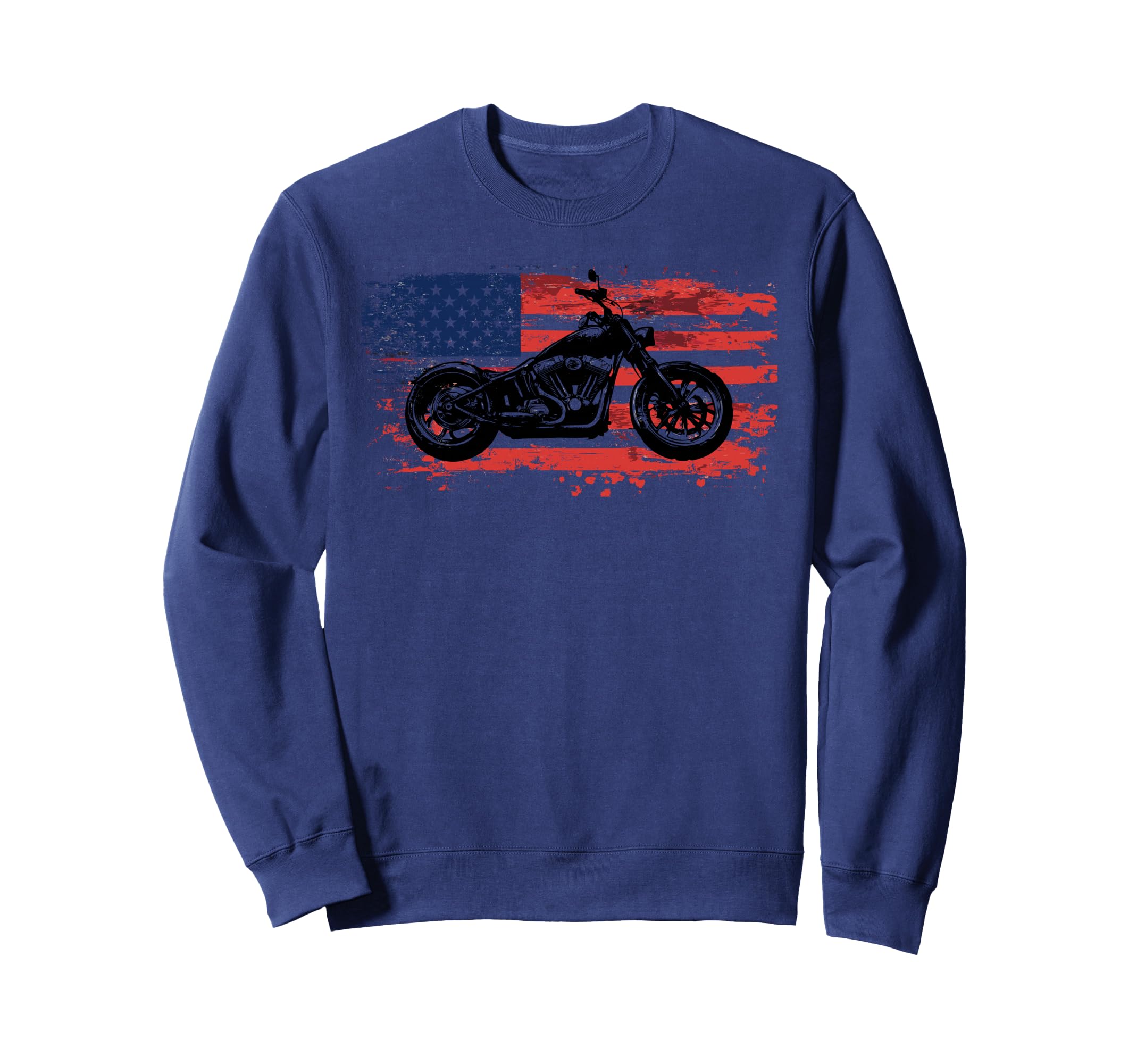 Motorcycle Biker Motorcycle Us Flag Sweatshirt - Trendy Graphic for Adults - T-Shirt, Sweatshirt, Hoodie