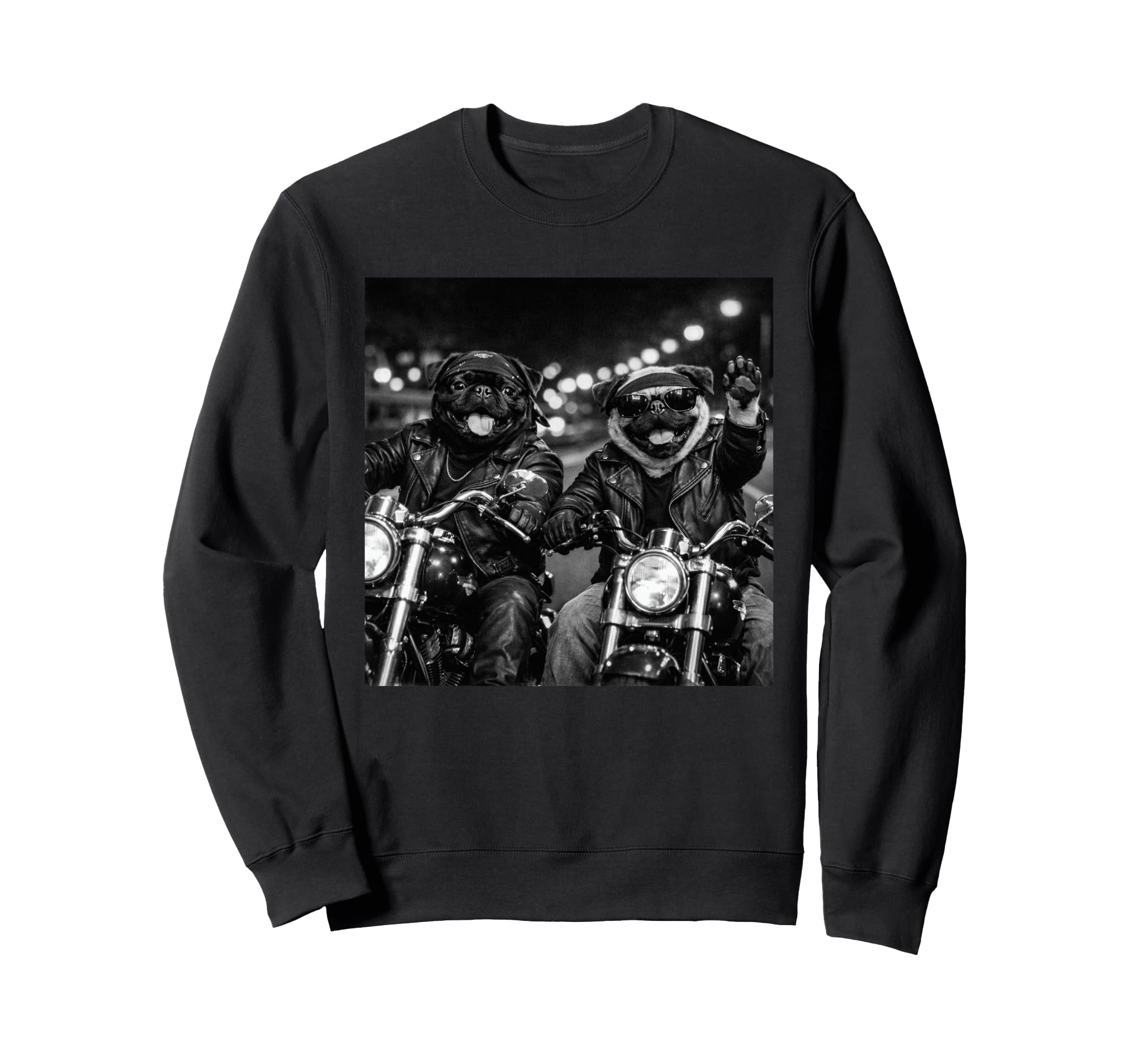 Pug Biker Funny Costume Meme Dad Sweatshirt - Trendy Graphic for Adults - T-Shirt, Sweatshirt, Hoodie