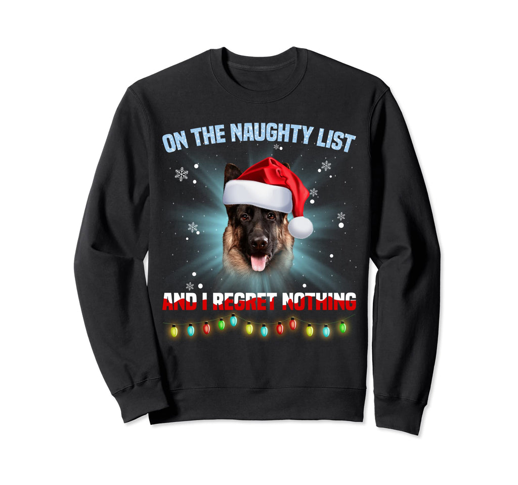 Naughty List And German Shepherd Sweatshirt - Minimalist Print Unisex - T-Shirt, Sweatshirt, Hoodie