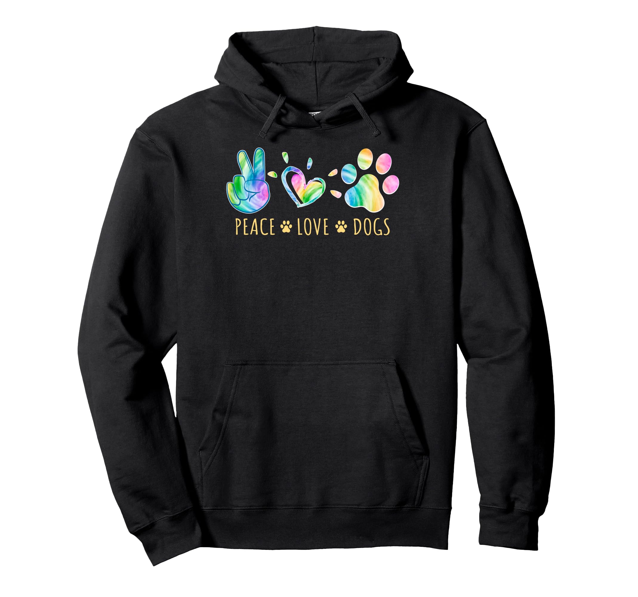 Peace Love Dogs Tie Dye Pet Lover Hoodie - Trendy Graphic for Adults - T-Shirt, Sweatshirt, Hoodie