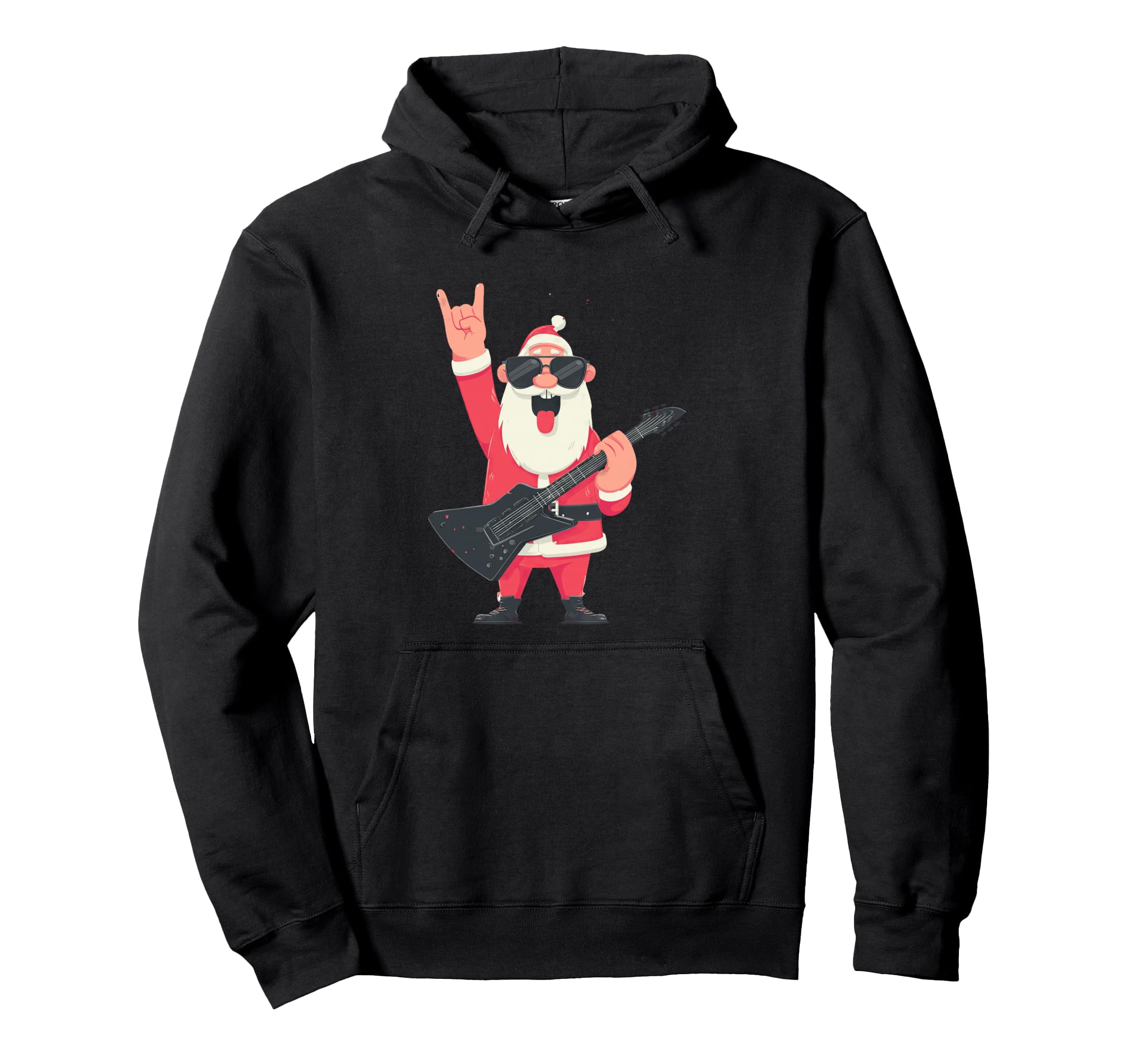 Rock N Roll Santa Electric Guitar Hoodie - Custom Art Print for Adults - T-Shirt, Sweatshirt, Hoodie