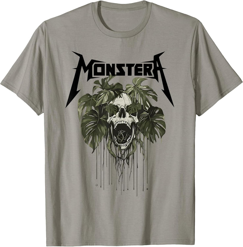 Monstera Funny Skull Plant Lover Grunge Gardener - Adult & Kids T-Shirts, Sweatshirts & Hoodies apparel design preview 1