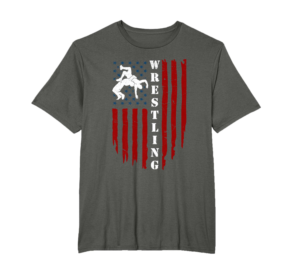 Wrestling American Flag Distressed Wrestle T-Shirt - Unique Graphic Unisex - T-Shirt, Sweatshirt, Hoodie