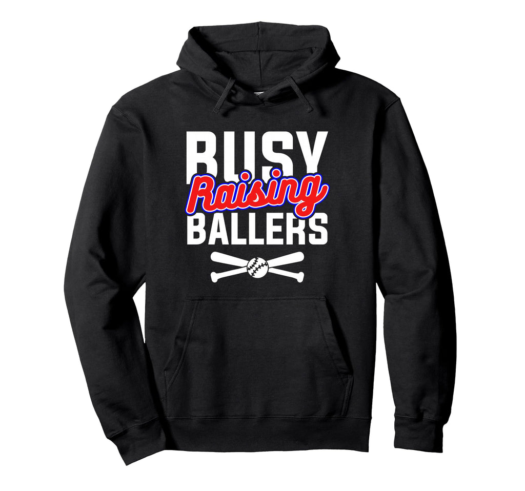 Busy Raising Ballers Mom Baseball Hoodie - Minimalist Print for Adults - T-Shirt, Sweatshirt, Hoodie